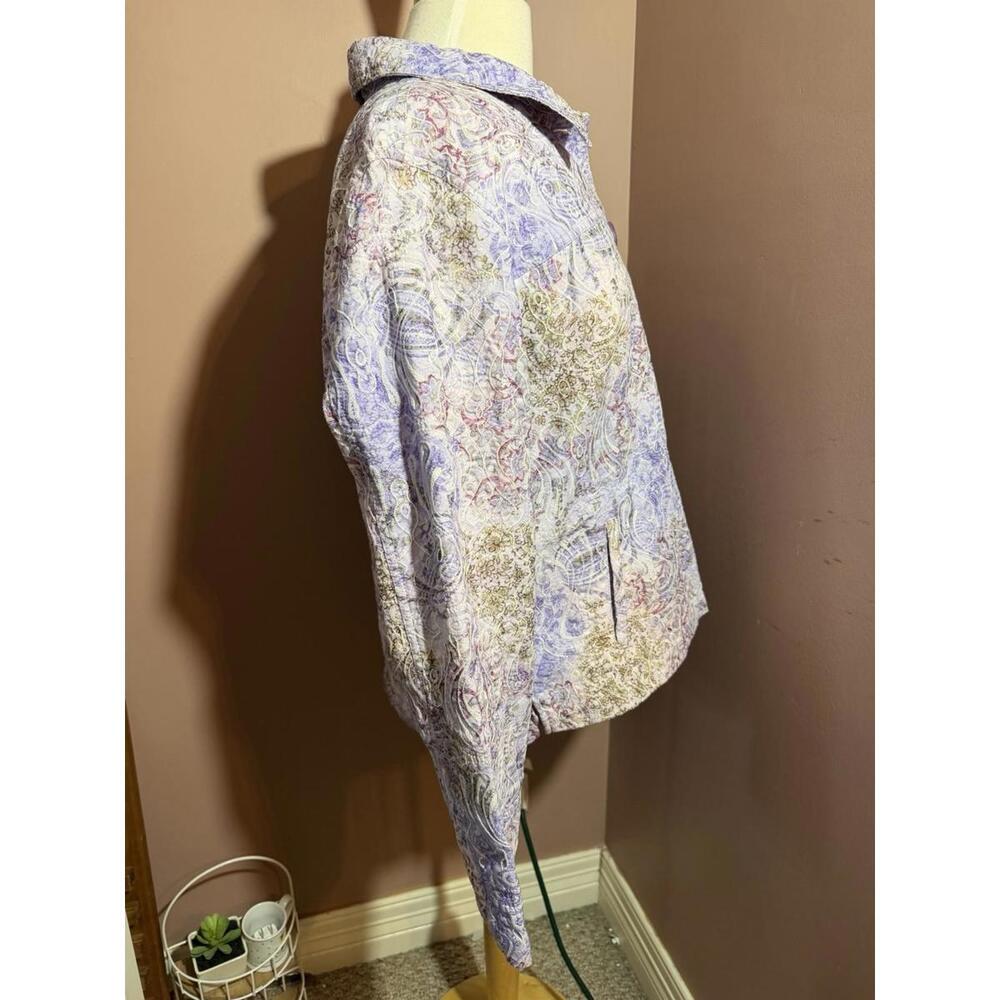 Baxter & Wells Button Front Jacket Womens XL Lavender Purple Embroidered Light - Picture 5 of 9